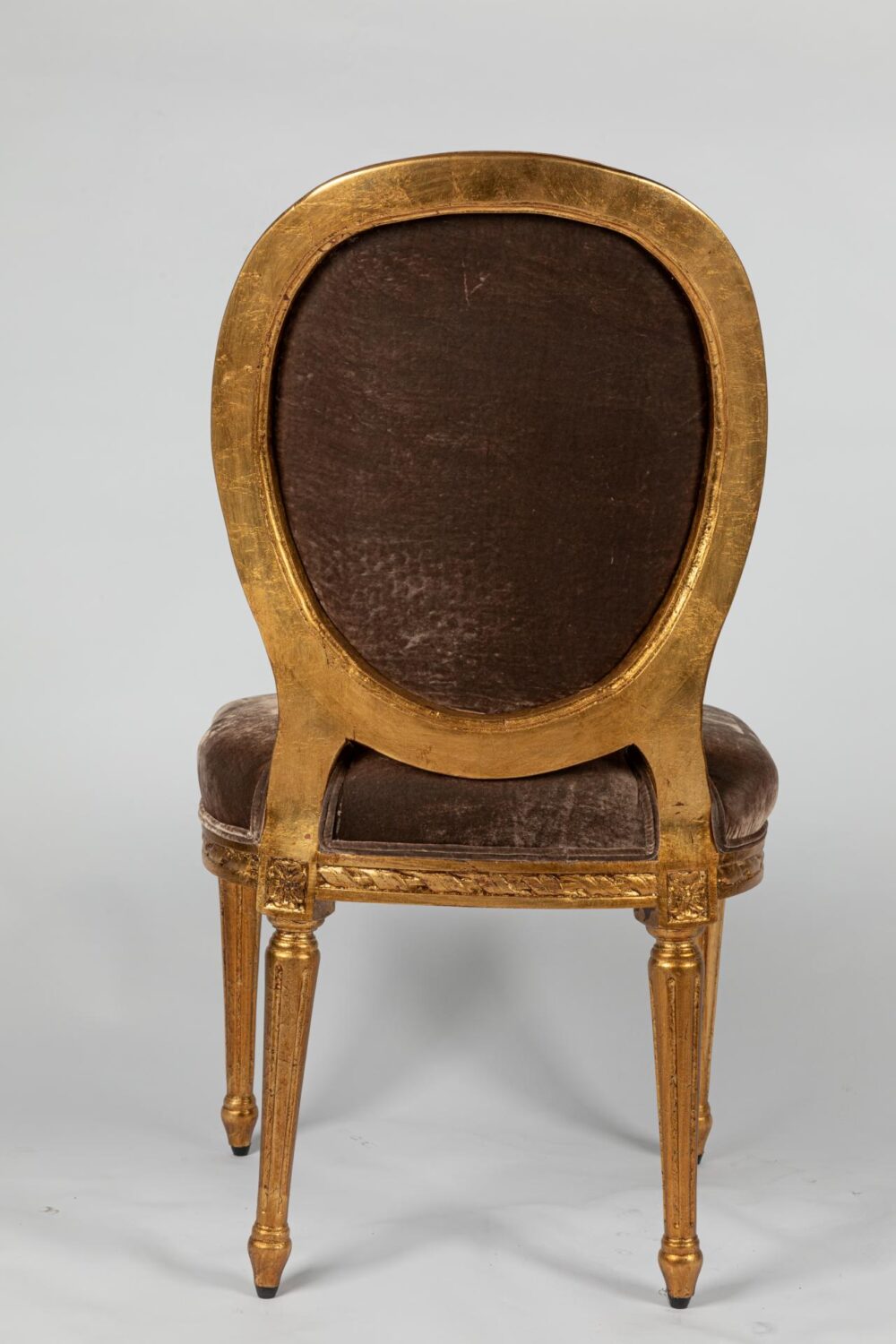 Ref. 2197- Chaises –  Paire – Velours de soie taupe – Image 5