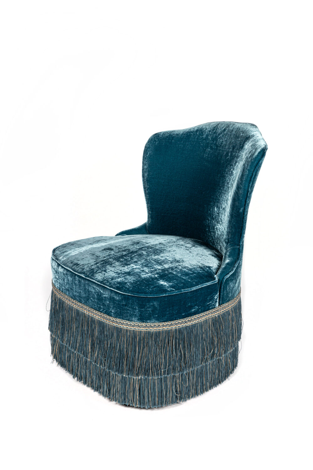 Ref. 2319 - Chaise June - Bleu - Velours de soie