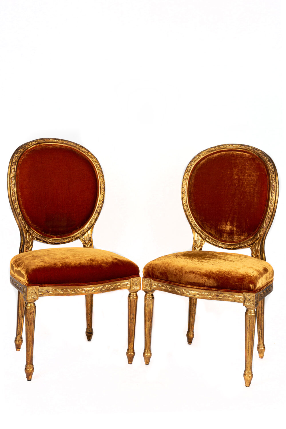 Ref. 2269 - Dining chair - set of 2 -  Orange Silk Velvet