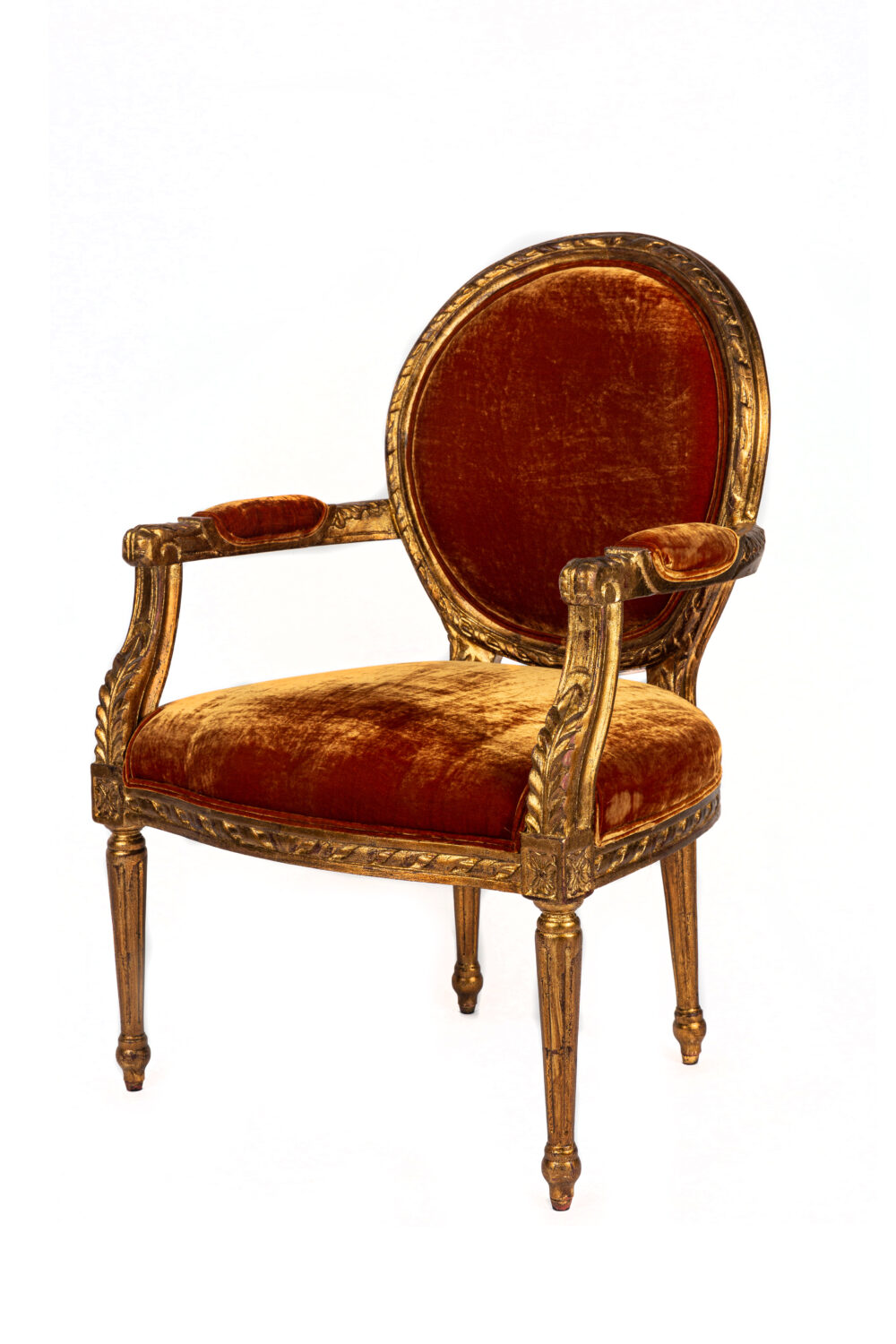 Ref. 2270 - Fauteuil Gordella - Velours de soie - Orange