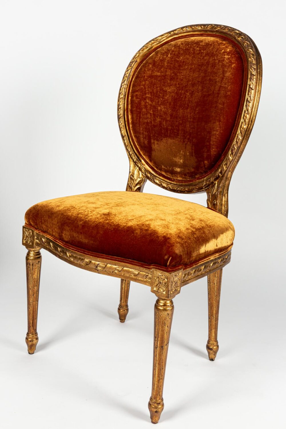 Ref. 2269 - Dining chair - set of 2 -  Orange Silk Velvet - Image 4