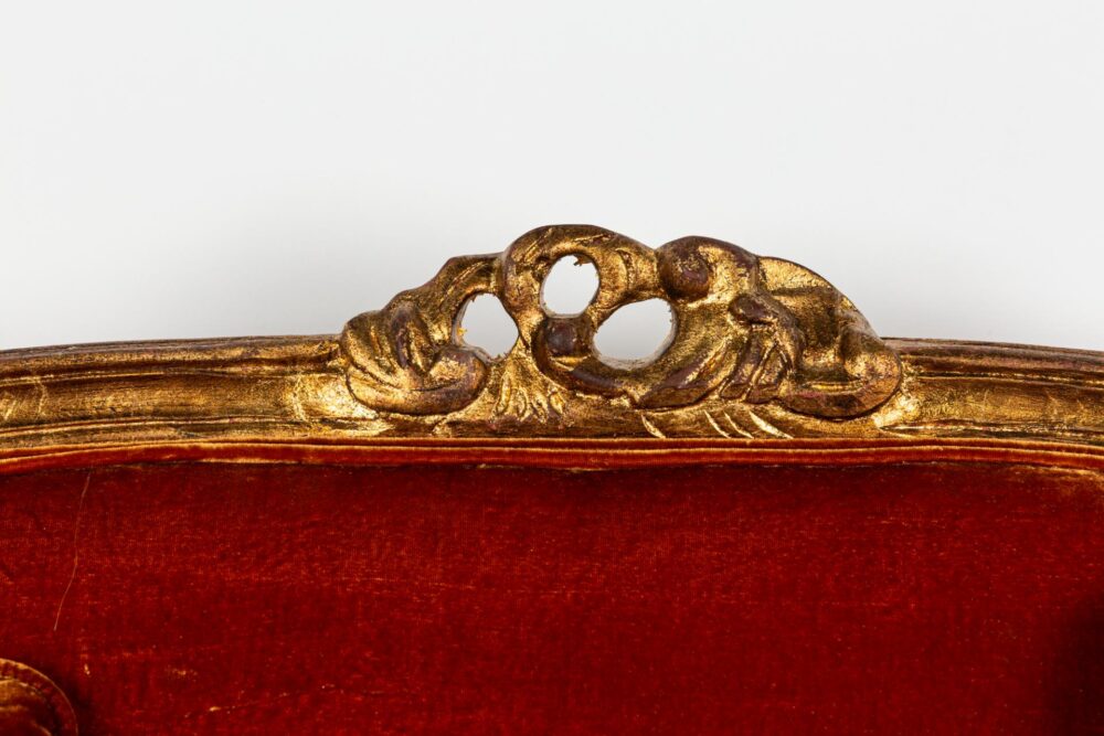 Ref. 2159- Love Seat -  Orange silk velvet - Image 2