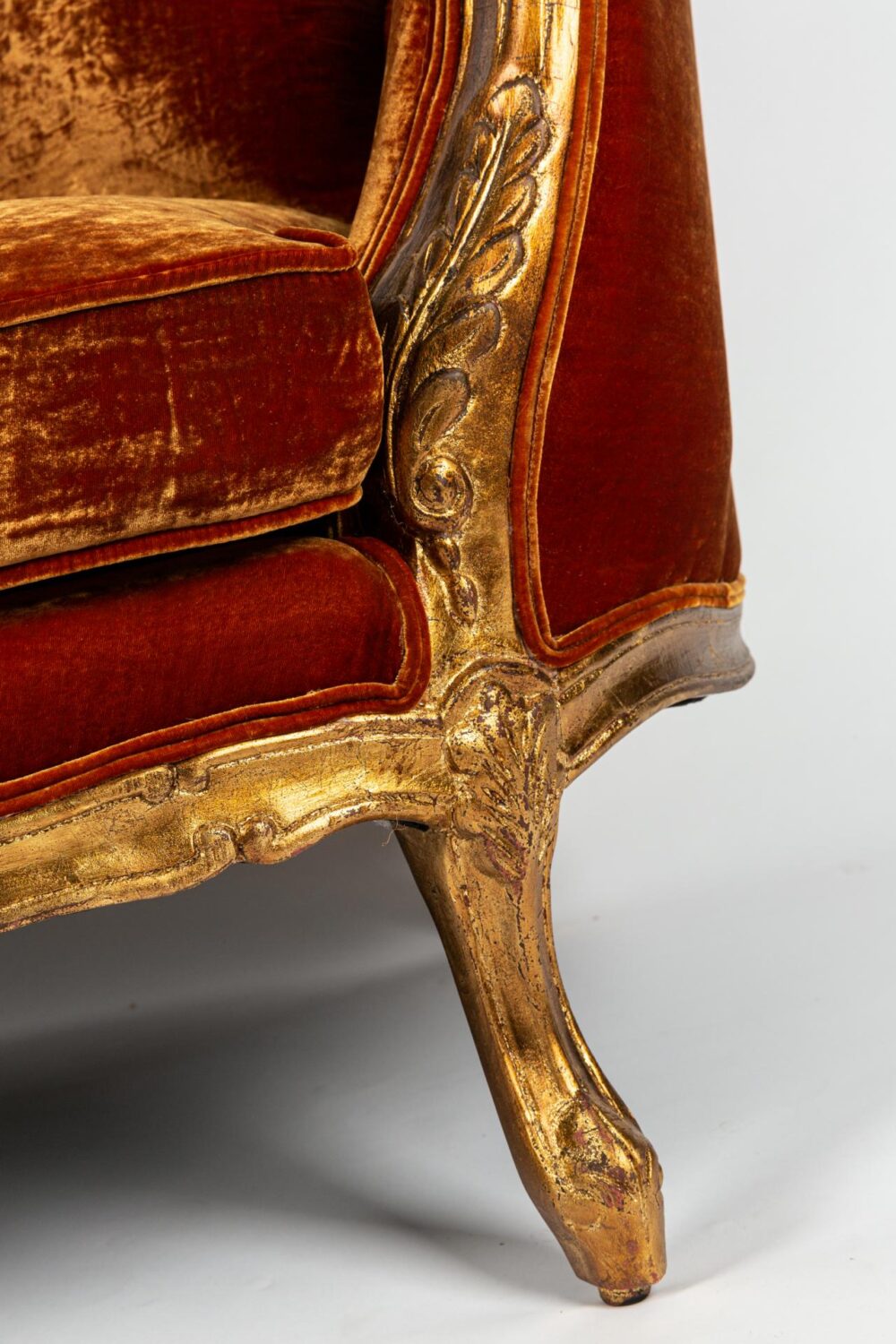 Ref. 2159- Love Seat -  Orange silk velvet - Image 3