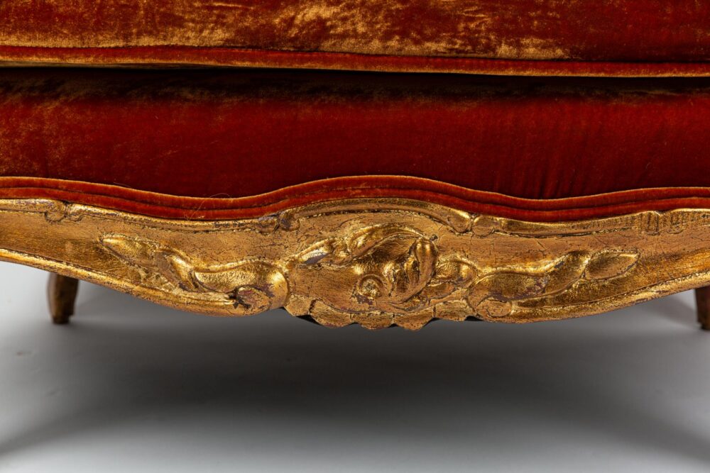 Ref. 2159- Love Seat -  Orange silk velvet - Image 4