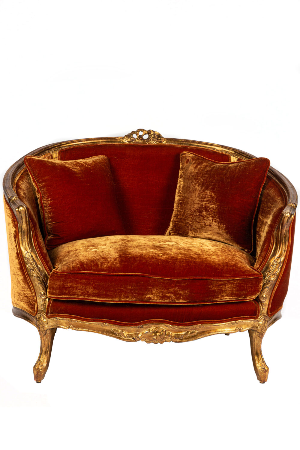 Ref. 2159- Love Seat -  Orange silk velvet