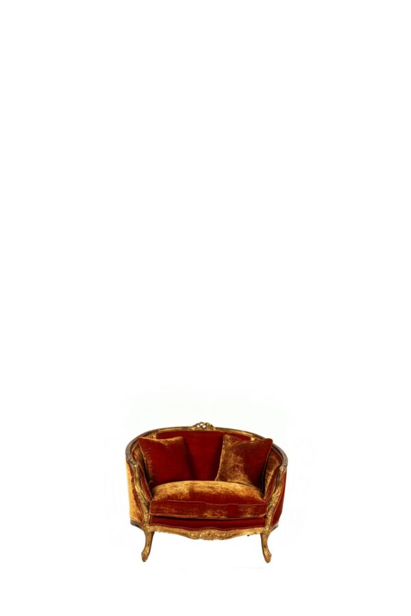 Ref. 2159- Love Seat -  Orange silk velvet