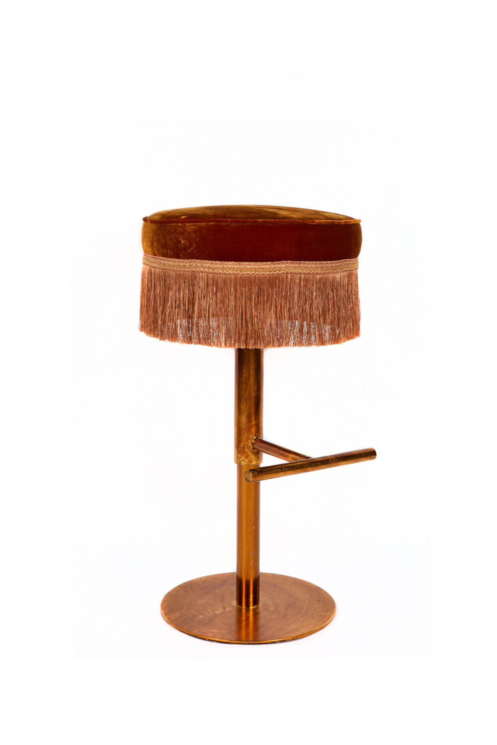 Ref. 2370 - Tabouret de bar -  Luna - Velours de soie Orange - Ajustable en hauteur