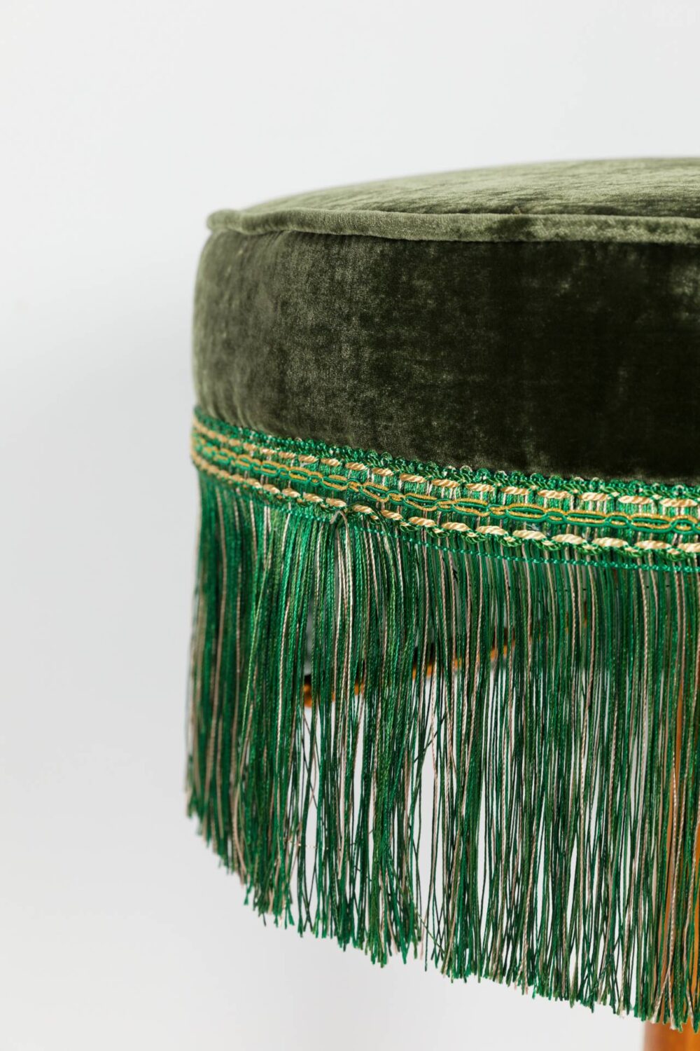 Ref. 2371 - Tabouret de bar -  Luna - Velours de soie vert- ajustable en hauteur – Image 2