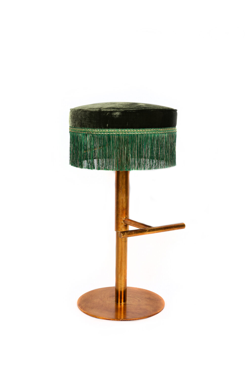 Ref. 2371 - Tabouret de bar -  Luna - Velours de soie vert- ajustable en hauteur