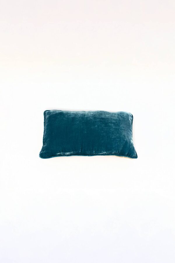 Ref. 2287 - Coussin Velours de Soie Bleu 30 x 50 cm