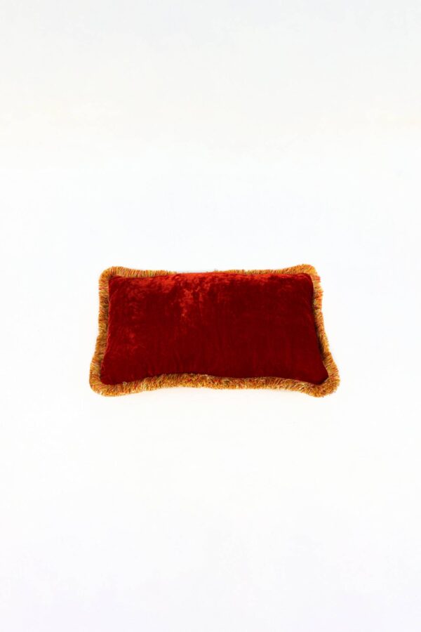 Ref. 2407 - Cushion Fringe Silk Velvet Red 30 x 50 cm