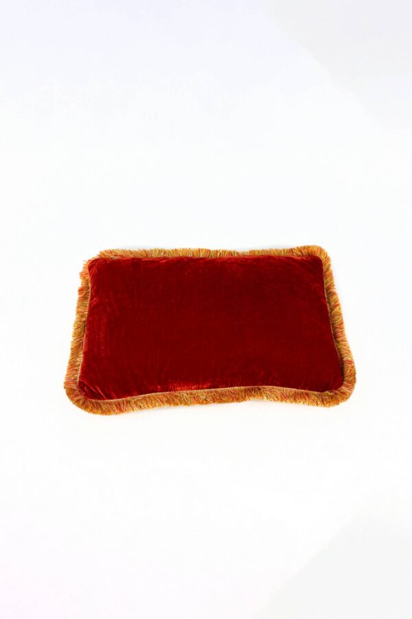 Ref. - 2408 - Coussin Fringe Velours de soie Orange 40 x 60 cm