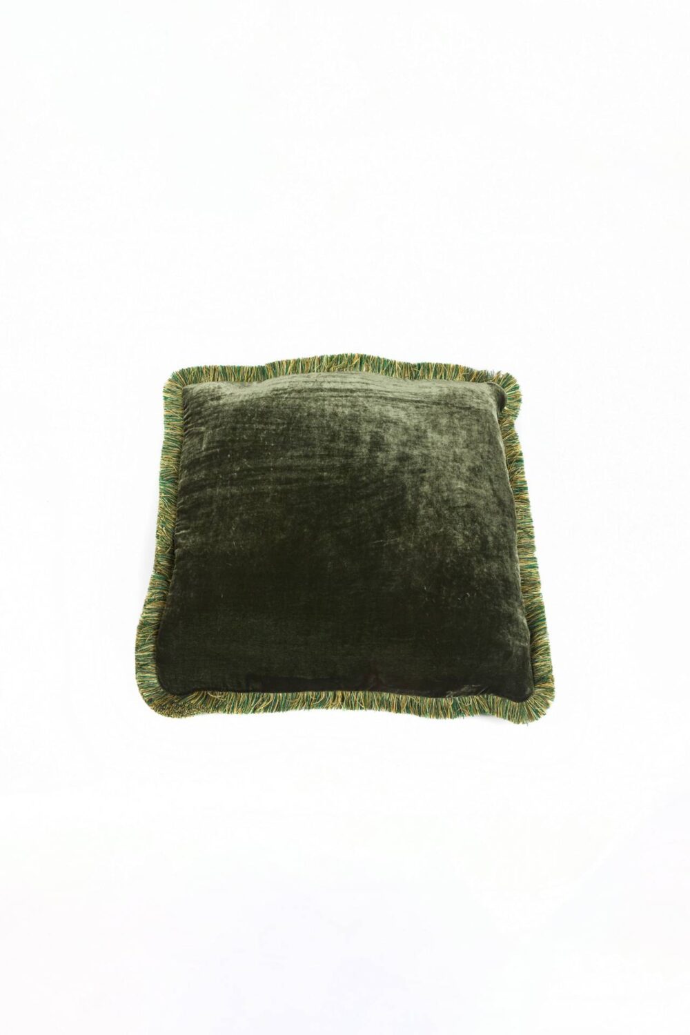 Ref. 2273 - Cushion Fringe Silk Velvet Green 50 x 50 cm