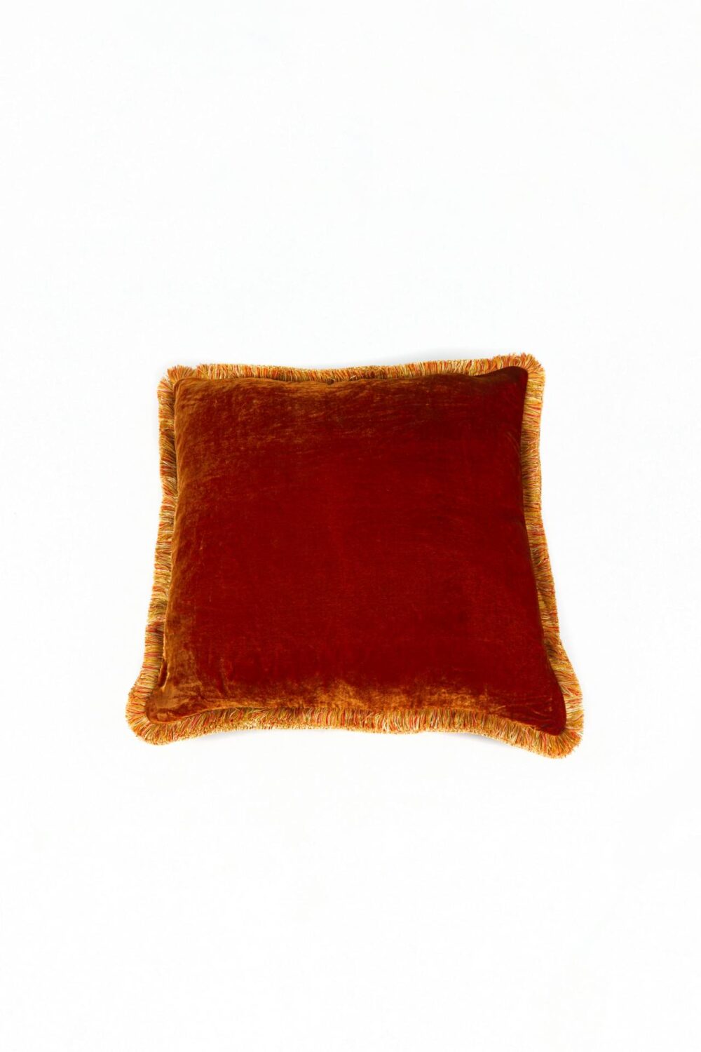 Ref. 2271 - Cushion Fringe Silk Velvet Orange 50 x 50 cm