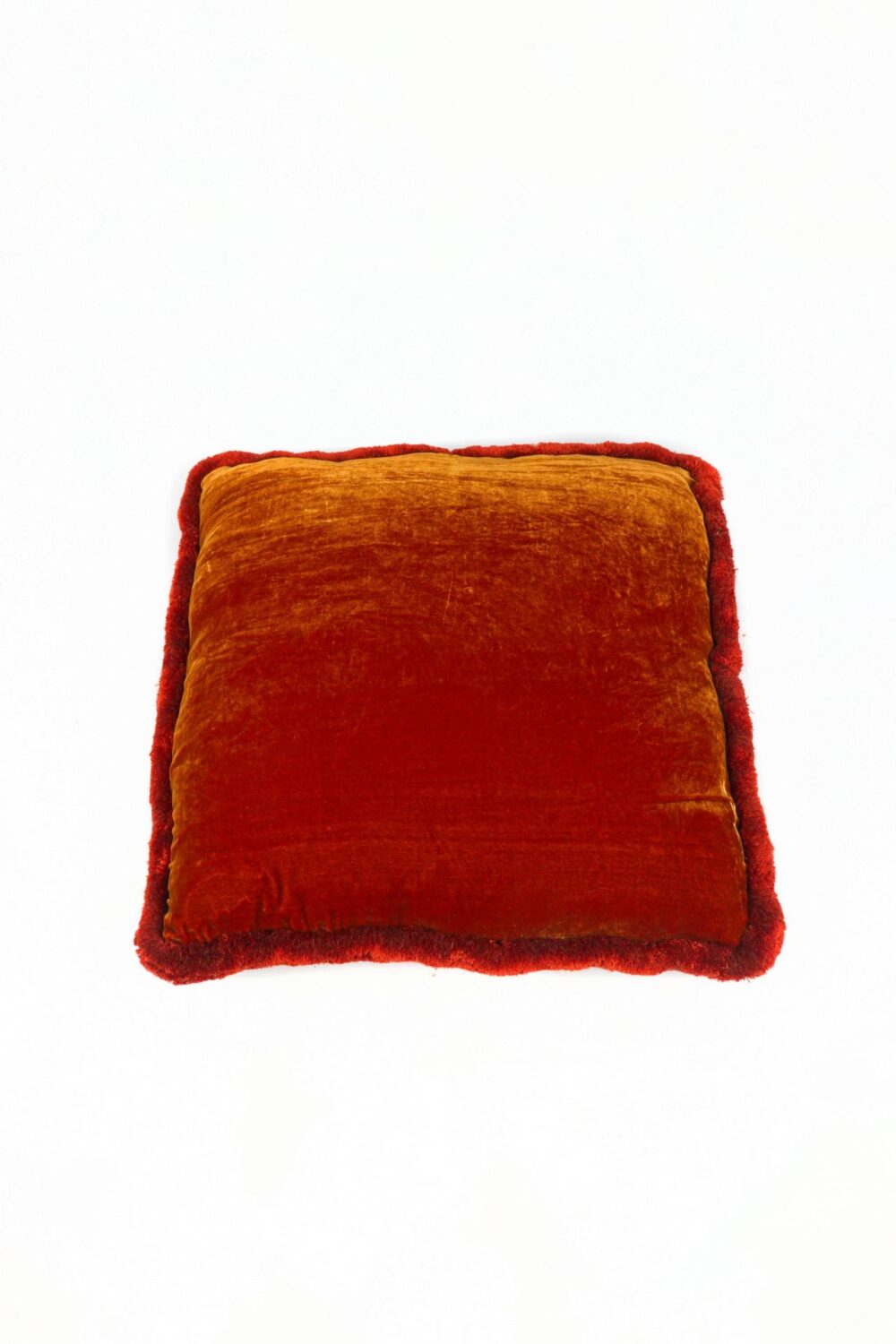 Ref. 2389 - Cushion Fringe Silk Velvet Orange Mao Mao  60 x 60 cm