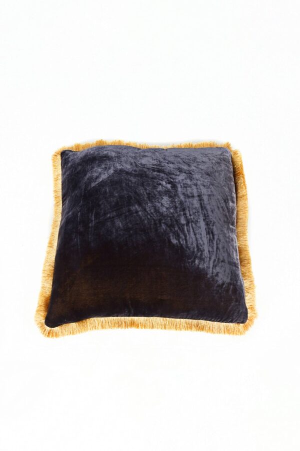 Ref. 2280 - Cushion Fringe Silk Velvet Dark 60 x 60 cm