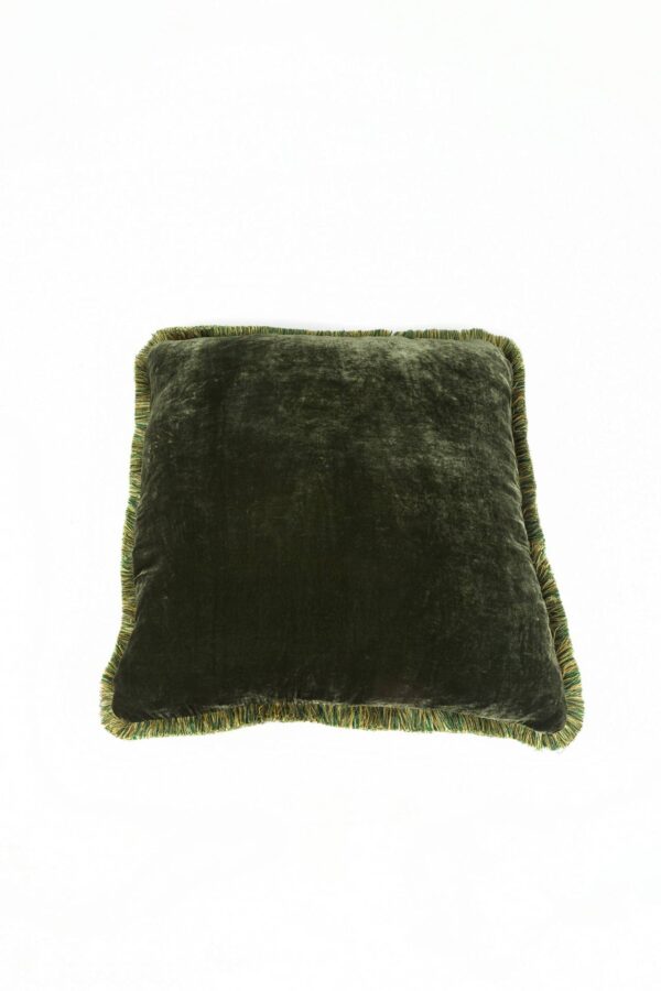 Ref. 2274 - Coussin Fringe velours de soie Vert 60 x 60 cm