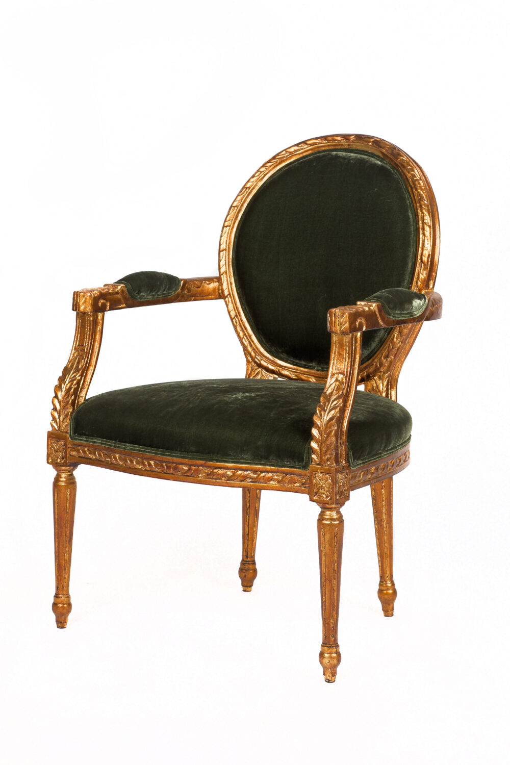 Ref. 2426 - Fauteuil Gordella - Velours de soie - Vert